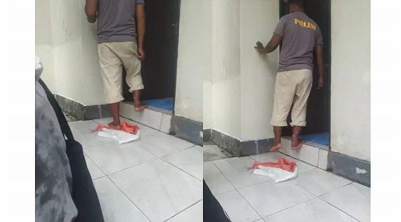 Viral Oknum Polisi di Maluku Jadikan Bendera Merah Putih Sebagai Keset Kaki 